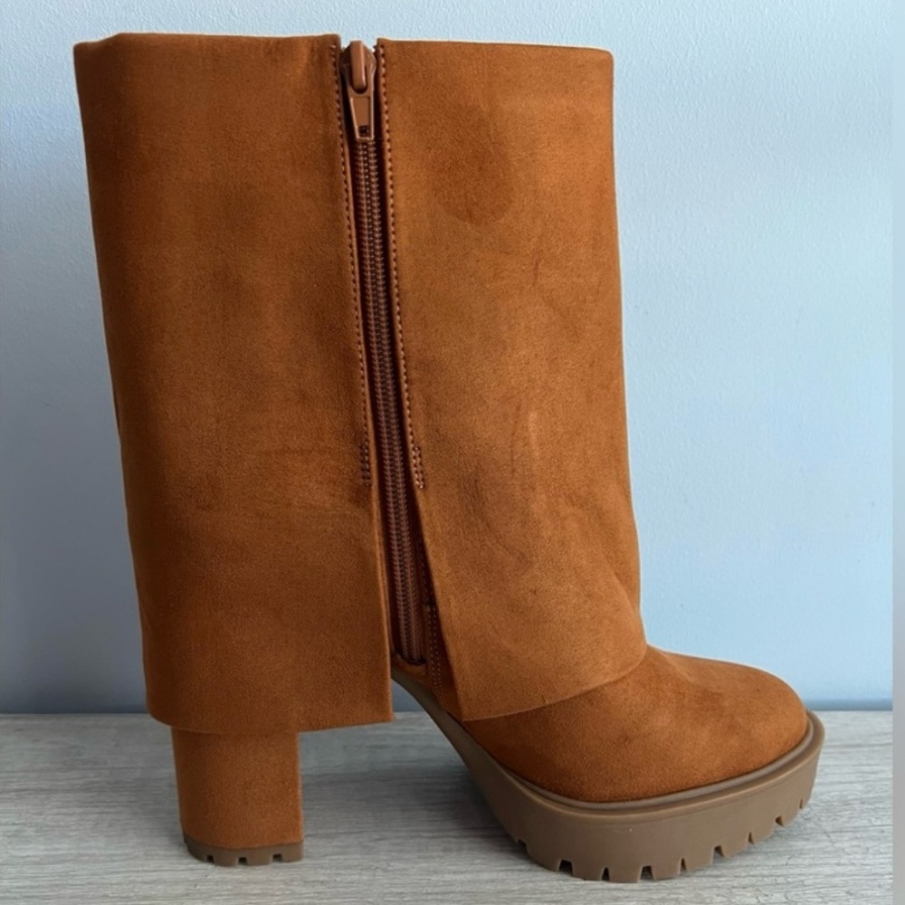 I.N.C. Suede Acelina Fold-Over Cuffed platform Dress heel Booties Size 8 NWT - Picture 9 of 17